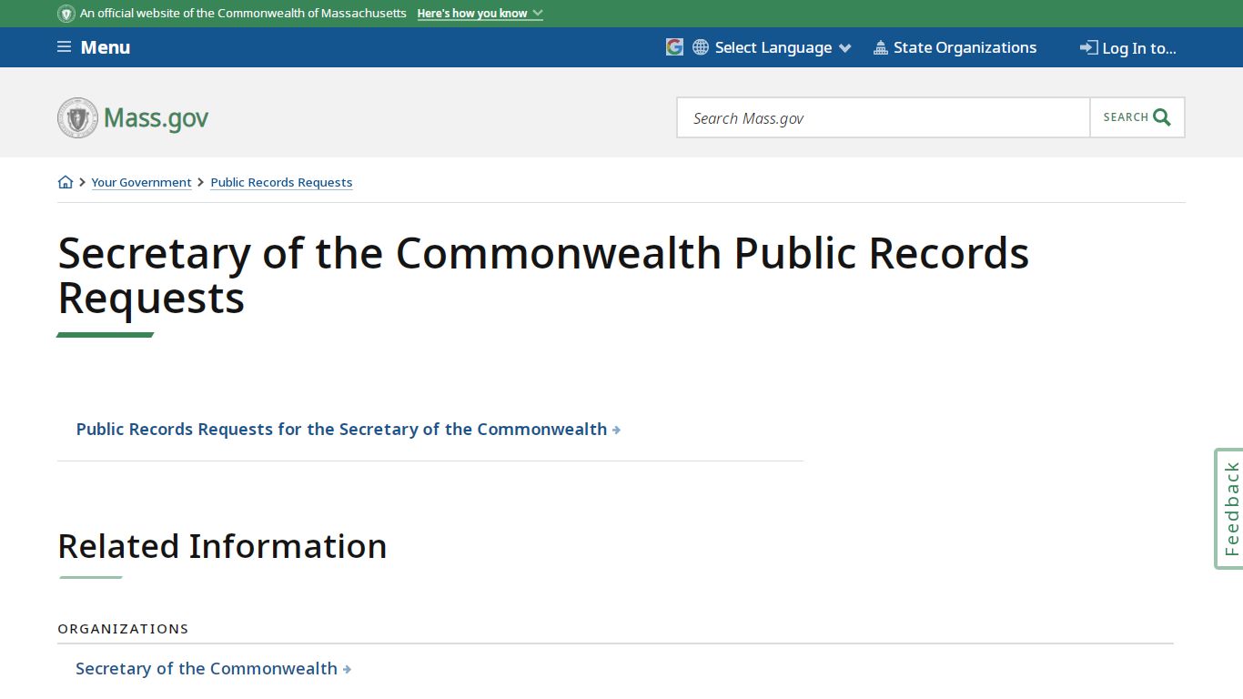 Secretary of the Commonwealth Public Records Requests - Mass.gov